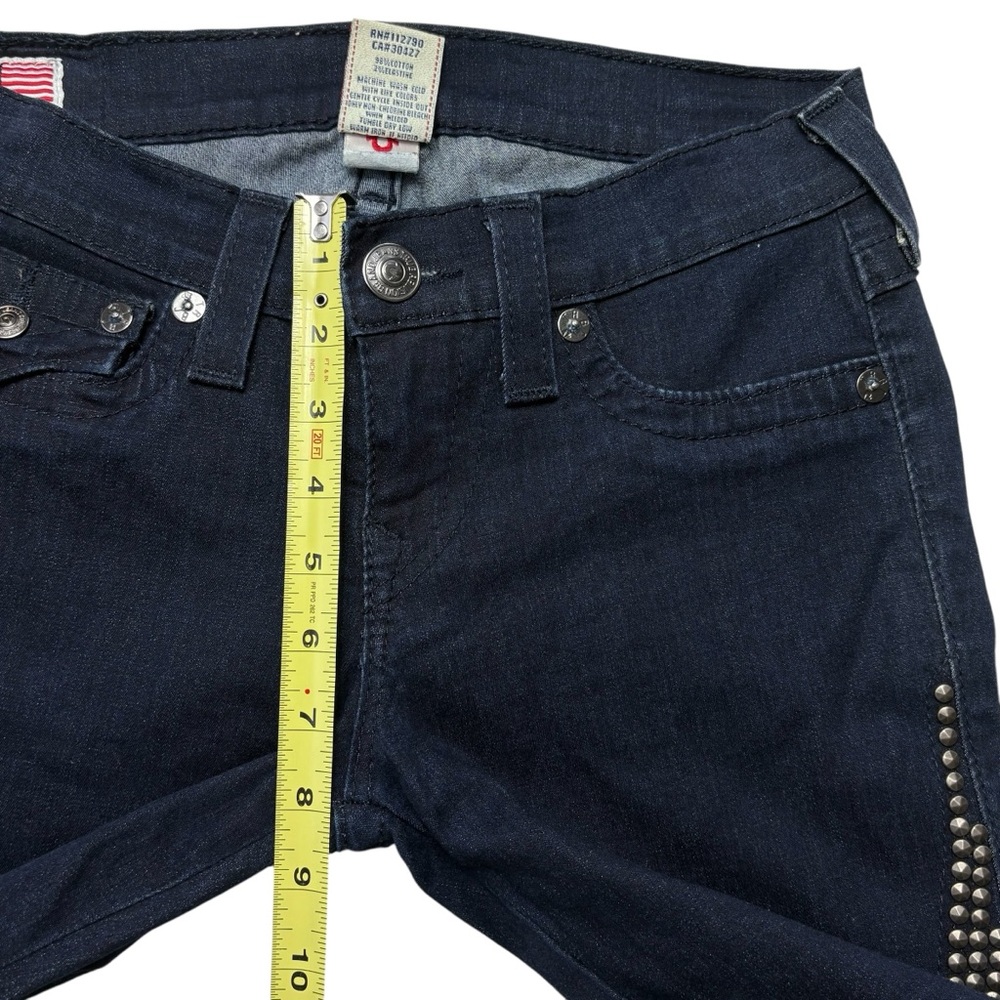 True Religion Casey Steel Panel Studded Skinny Jeans 27 USA Dark Wash RARE - Picture 9 of 14